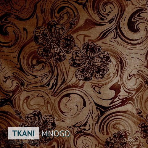 Фото текстиля Арбореал 525-3 артикул - коричневый цветы. Производитель Китай. Замша - фактура.